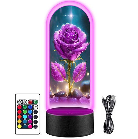 LED NIGHT LAMP ROSE 3D ROSES + REMOTE