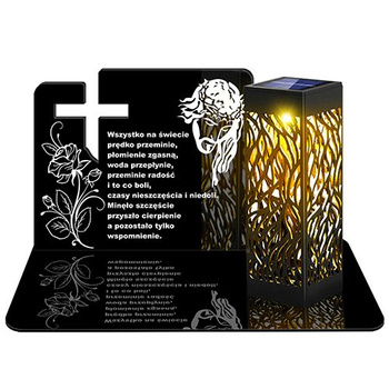 SOLAR LED CANDLE OPENWORK LAMP BASE STATUETTE FOR CEMETERY GRAVE LARGE CROSS