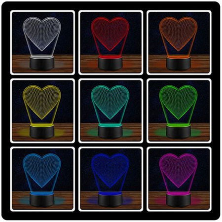  LED HEART 3D NIGHT LAMP + REMOTE