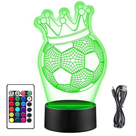 LED NIGHT LAMP FOOTBALL KORONA 3D + REMOTE