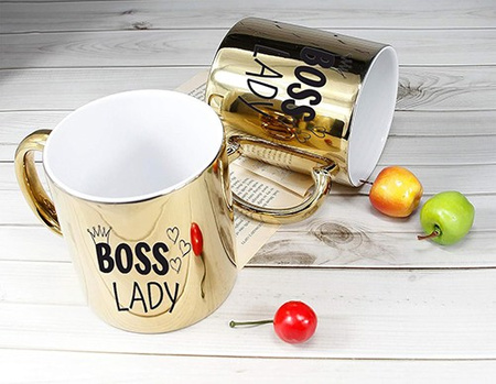 BOSS LADY gold mirror mug