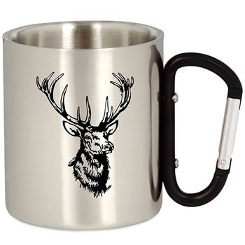 METAL TOURIST MUG WITH CARABINER