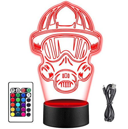 LED NIGHT LAMP FIREMAN HELMET 3D MASK + REMOTE
