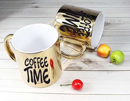 COFFEE TIME gold mirror mug