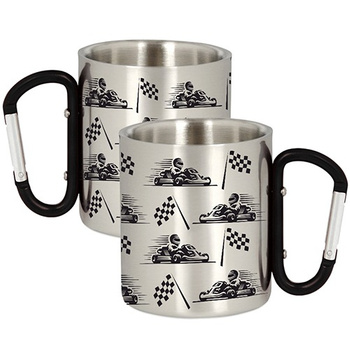 METAL MUG FOR A GO KART RIDER