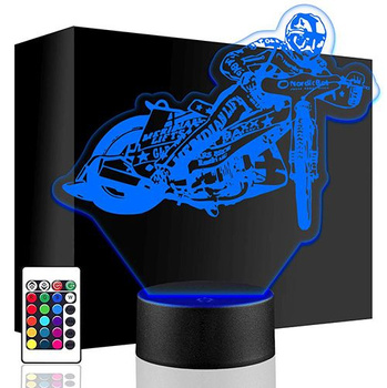 LED NIGHT LAMP Speedway Motorcyclist Racer Speedway 3D + REMOTE
