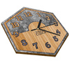  WOODEN WALL CLOCK CONCRETE HEXAGON 