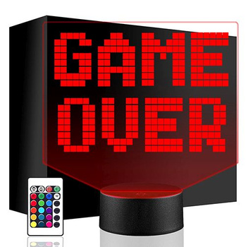 LED GAME OVER 3D GAME NIGHT LAMP + REMOTE CONTROL