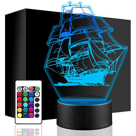 LED NIGHT LAMP Sailing SHIP + REMOTE