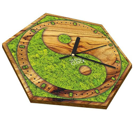 WOODEN WALL CLOCK NATURE HEXAGON 