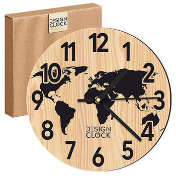 WOODEN WALL CLOCK WORLD MAP