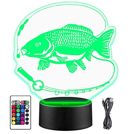 LED FISH NIGHT LAMP 3D ANGLER'S ROD + REMOTE