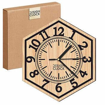 WOODEN WALL CLOCK HEXAGON LOFT