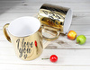 I LOVE YOU gold mirror mug