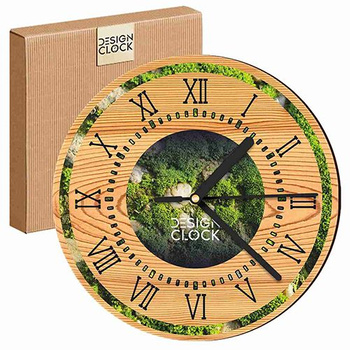 WALL CLOCK WOODEN NATURE GRASS