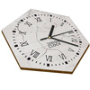  WOODEN WALL CLOCK CONCRETE HEXAGON 