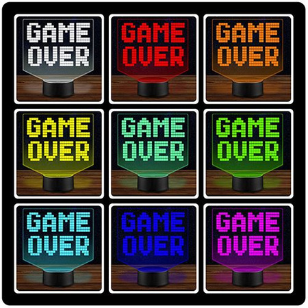 LAMPKA NOCNA LED GAME OVER GRA 3D + PILOT