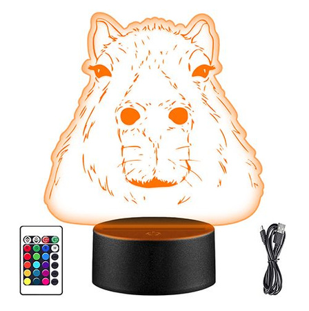  LED NIGHT LAMP CAPYBARA 3D ANIMAL + REMOTE