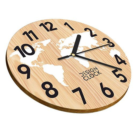  WOODEN WALL CLOCK WORLD MAP