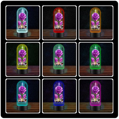 LED NIGHT LAMP ROSE 3D ROSES + REMOTE