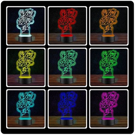 LED NIGHT LAMP ROSE 3D ROSES + REMOTE