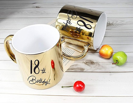 18th BIRTHDAY gold mirror mug