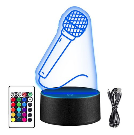 LED NIGHT LAMP MICROPHONE 3D MUSIC + REMOTE 