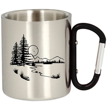 METAL TOURIST MUG HIKING WITH A CARABINER