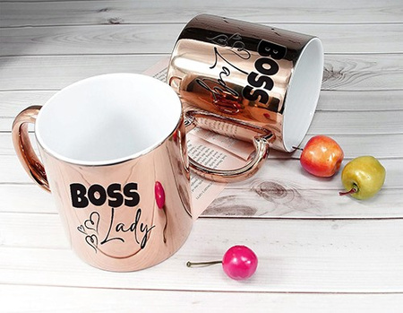 BOSS LADY pink mirror mug