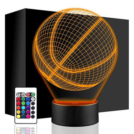 LAMPKA NOCNA LED Piłka do Kosza Koszykówka 3D + PILOT