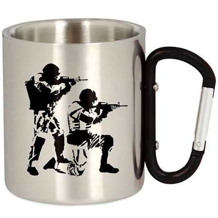 METAL TOURIST MUG WITH A CARABINER 