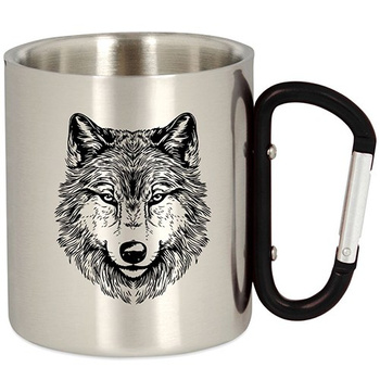 METAL TOURIST MUG WITH CARABINER