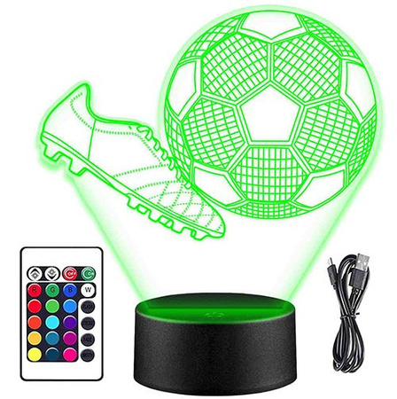 NIGHT LAMP FOOTBALL PLAYER BALL CUTS 3D LED + REMOTE CONTROL 
