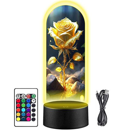 LED NIGHT LAMP ROSE 3D ROSES + REMOTE