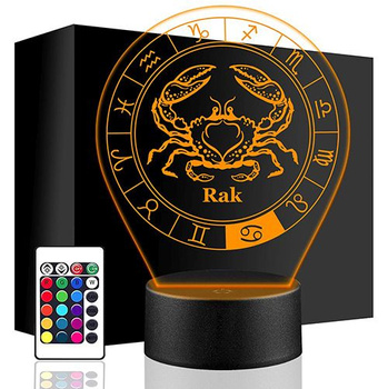 LAMPKA NOCNA LED RAK ZNAK ZODIAKU 3D + PILOT