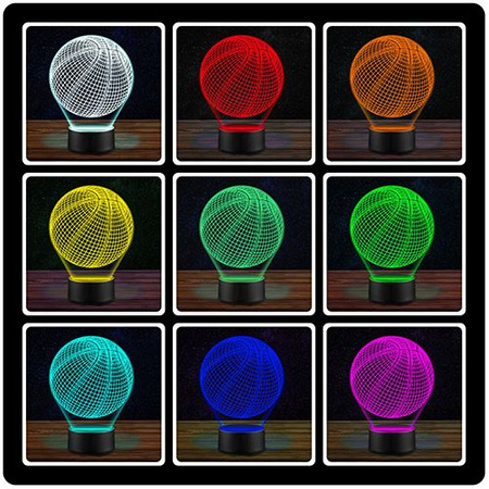 LAMPKA NOCNA KOSZYKARZ Piłka do Kosza Koszykówka 3D LED