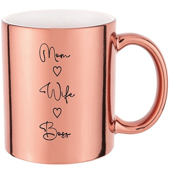 Kubek różowy lustrzany MOM WIFE BOSS