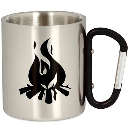 SURVIVAL METAL TOURIST MUG WITH CARABINER