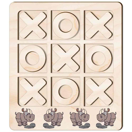 TIC TACK TOE GAME RHINOCEROS ANIMAL
