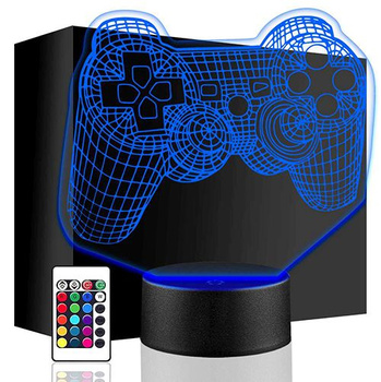 LAMPKA NOCNA LED GAMEPAD PAD PILOT GRACZA Kontroler PS Playstation 3D + PILOT