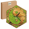  WOODEN WALL CLOCK NATURE HEXAGON 