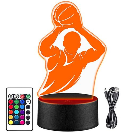 LAMPKA NOCNA MICHAEL JORDAN KOSZYKARZ NBA 3D LED + PILOT