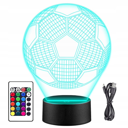 FOOTBALL 3D LED NIGHT LAMP footballer + REMOTE