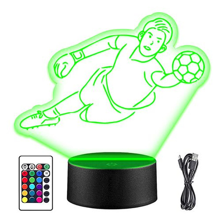  LED NIGHT LAMP SOCCER PLAYER 3D + REMOTE