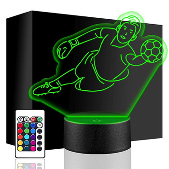 LED NIGHT LAMP SOCCER PLAYER 3D + REMOTE