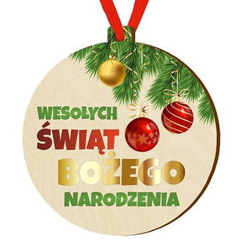 Bombka drewniana zawieszka na choinkę