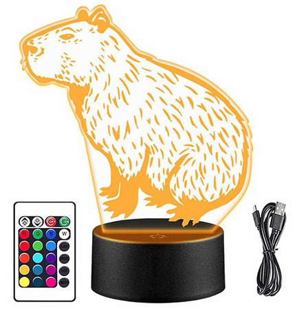 CAPYBARA ANIMAL 3D LED NIGHT LAMP + REMOTE CONTROL