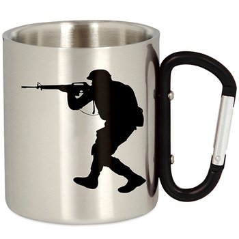 METAL TOURIST MUG WITH CARABINER