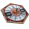  WOODEN WALL CLOCK IRON HEXAGON 