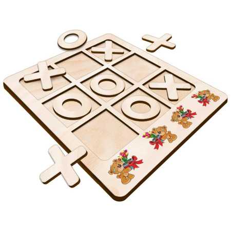 TIC TACK TOE GAME BEAR TEDDY FLOWERS